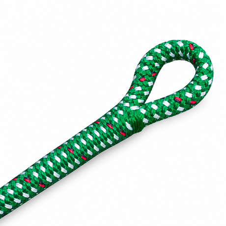Illustrative view of a covered core-to-core rope eye splice.
