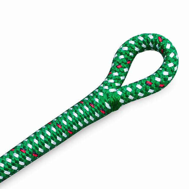 Illustrative view of a covered core-to-core rope eye splice.