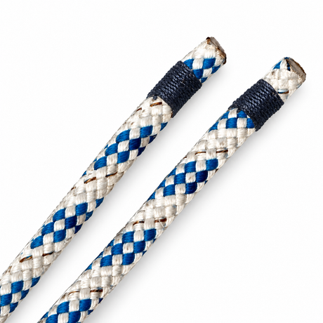 Illustrative view of two rope ends finished with dark whipping twine.