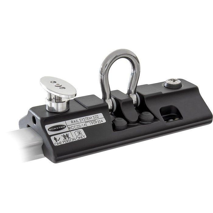 Ronstan Series 22 Safety Rail Car with Plunger Stop, Black