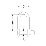 Ronstan Stainless Steel D Shackle 5/8" Coined Pin Head with Hole