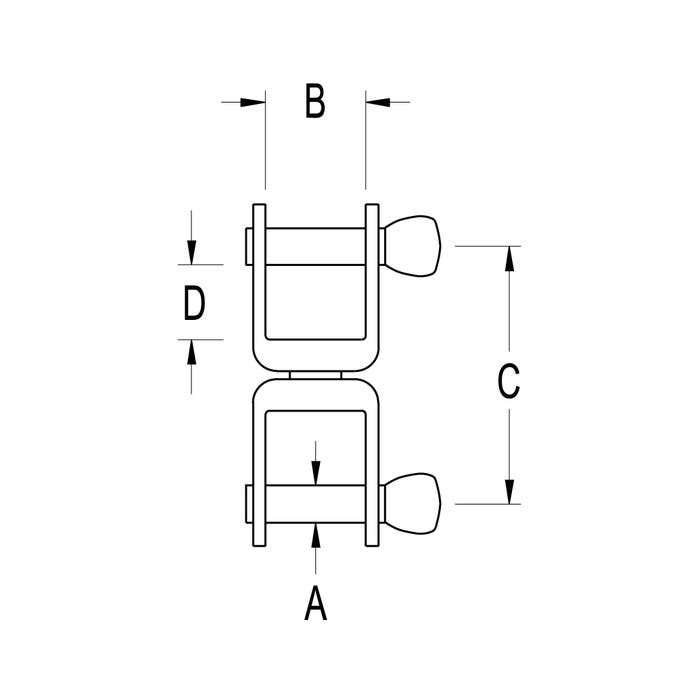 Ronstan Stainless Steel Swivel Shackle 3/16" Pins Coined Head