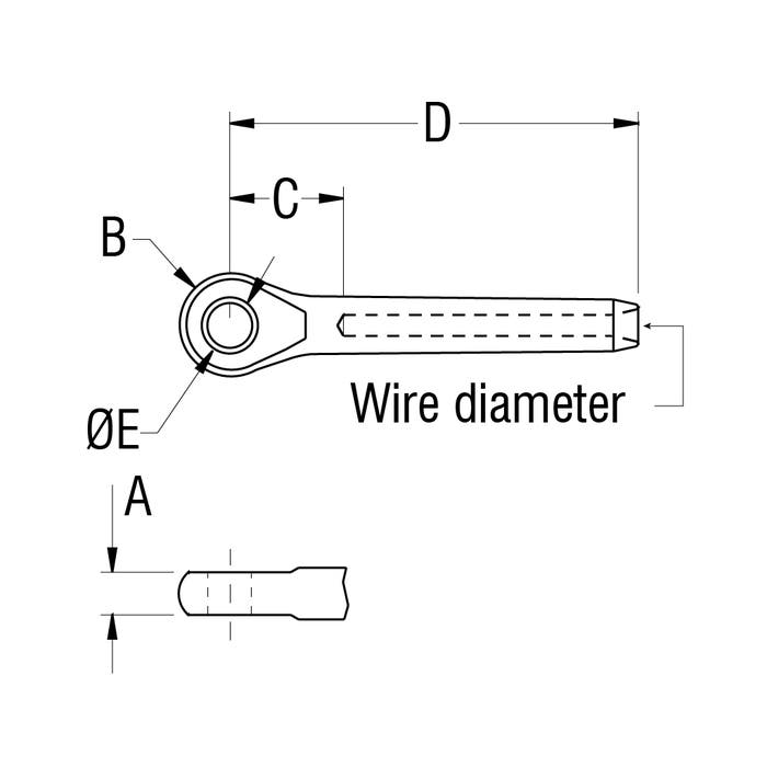 Ronstan Swage Eye 3/32" Wire 4.8mm (3/16") Hole