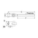 Ronstan Threaded Toggle End, 1/2" UNF Thread