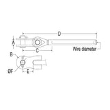 Ronstan Toggle Swage Terminal for 9/16" Imperial Wire 7/8" Pin