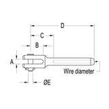 Ronstan Fork Swage Terminal for 3/16 Imperial Wire
