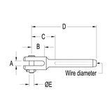 Ronstan Fork Swage Terminal for 3mm Metric Wire