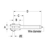 Ronstan Fork Swage Terminal for 2.5mm Metric Wire