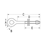Ronstan 2" Eye Bolt 3/16" UNC Thread