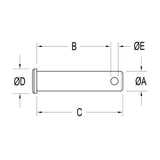Ronstan Clevis Pin Stainless Steel 3/16" x 11/32" (4.7mm x 9mm)