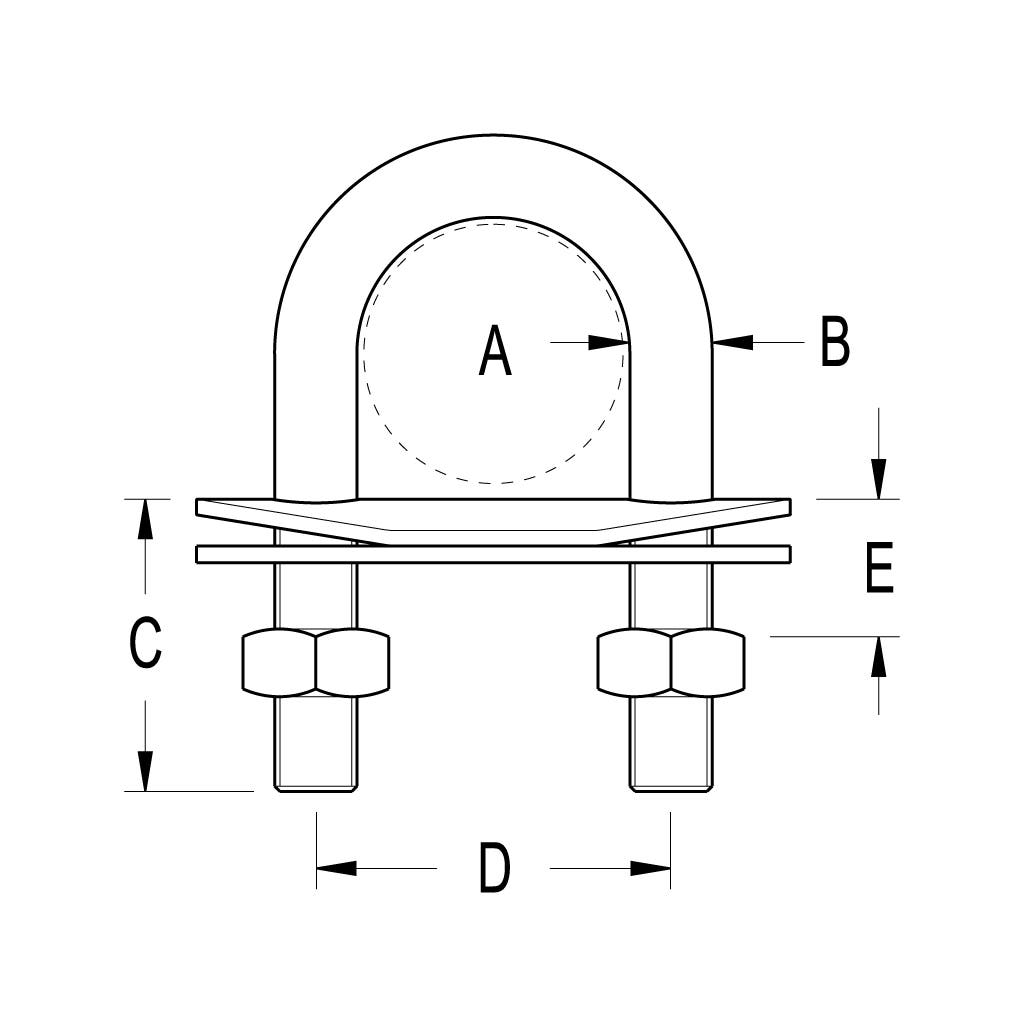 Ronstan Stepped U-Bolt 1/4" UNC x 1 1/2" Studs