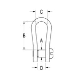 Ronstan Stainless Steel Narrow Shackle 3/16" Pin Slotted Head