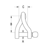 Ronstan Stainless Steel Twisted D Shackle 1/4" Pin Coined Head