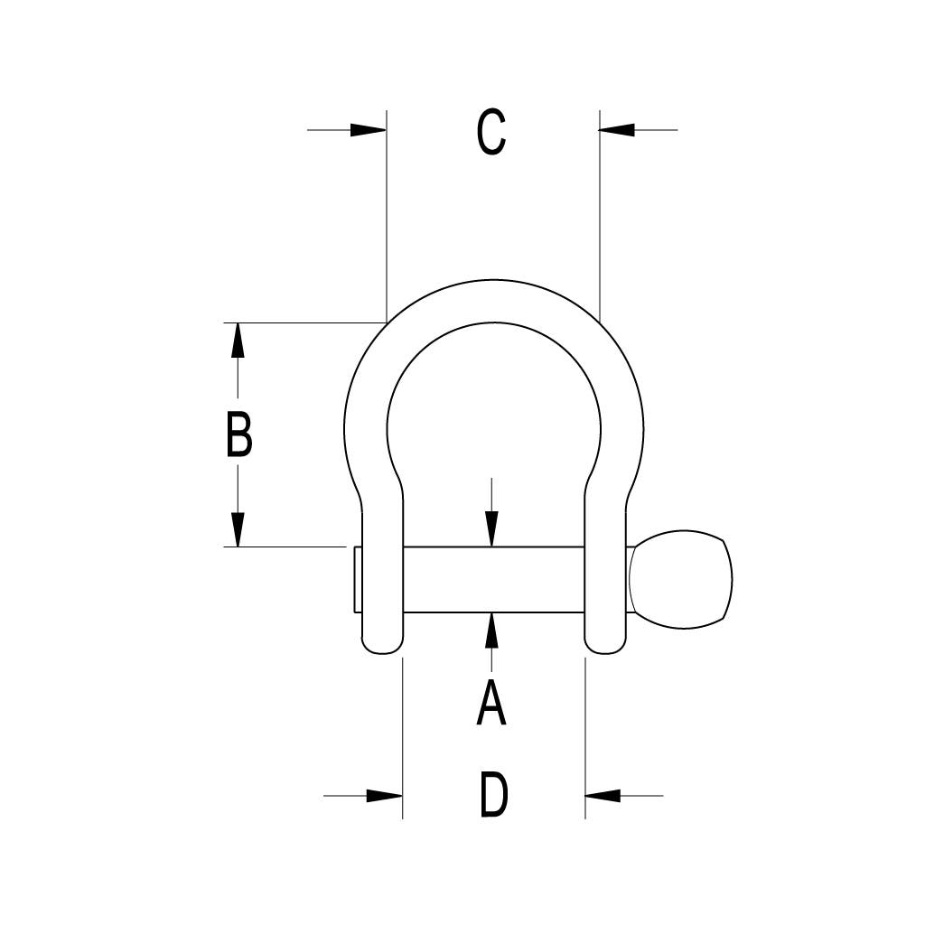 Ronstan Stainless Steel Wide D Shackle 1/2" Pin Coined Head with Hole