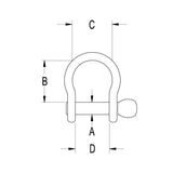 Ronstan Stainless Steel Wide D Shackle 3/8" Pin Coined Head with Hole