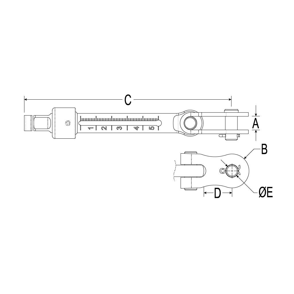 Ronstan Calibrated Turnbuckle Body & Lock Nut, 1/4" Thread