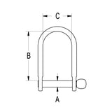 Ronstan Stainless Steel Wide D Shackle 3/16" Pin Coined Head