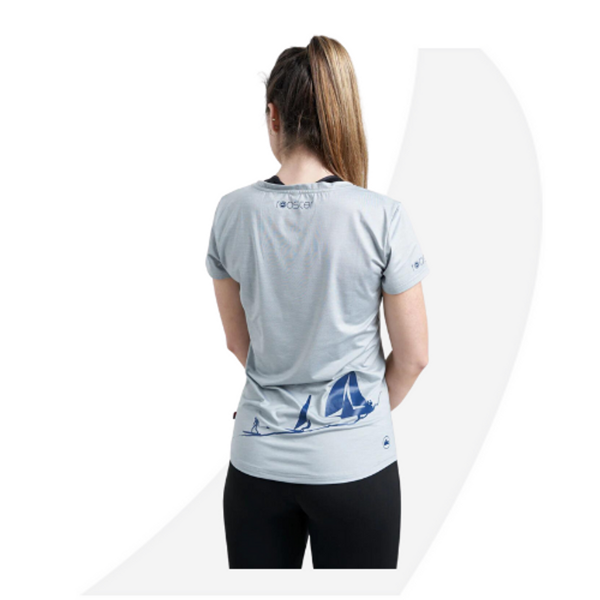 Rooster Womens T-shirt (Gray, Blue)