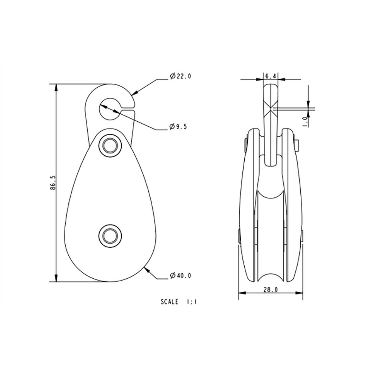 Allen Brothers 38MM Sheet Block Single Becket