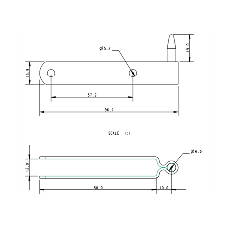 Allen Brothers 6MM Stainless Steel Short Optimist Rudder Pintle