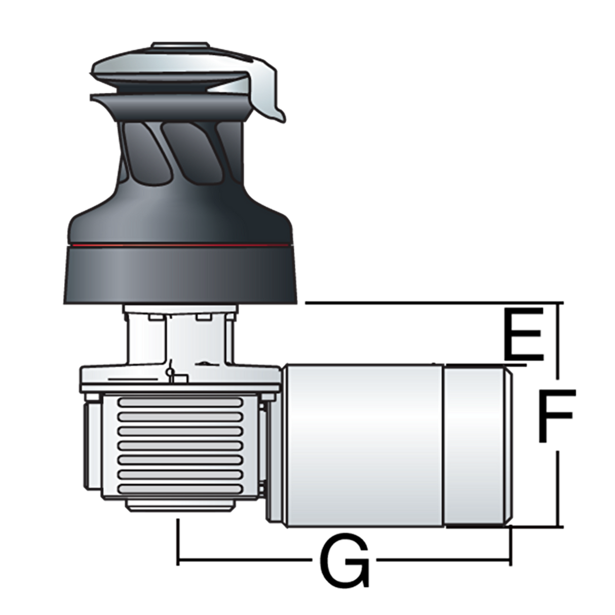 Harken Radial 2 Speed Electric ST Size 40 Alum Winch Horizontal Left Mount 12 Volt