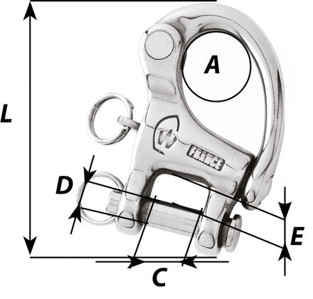 HR snap shackle with clevis pin - Length: 70 mm