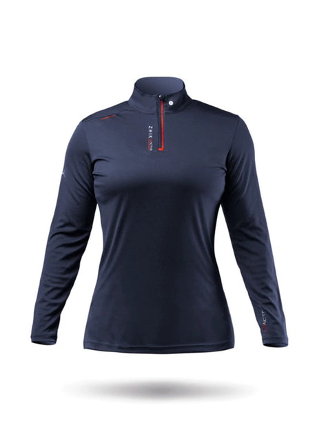 Zhik Womens UVActive High Collar 1/4 Zip Top - Navy